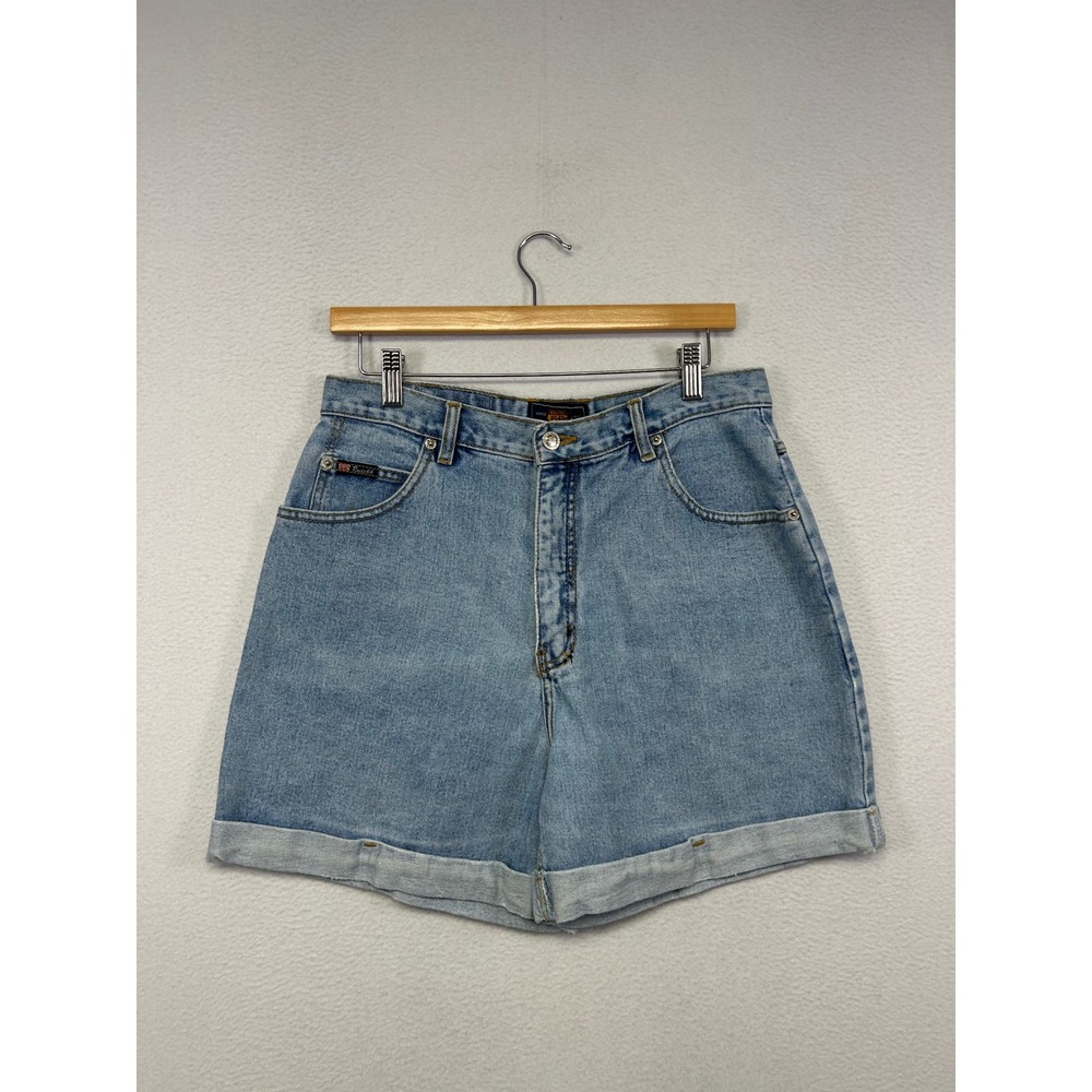 Vintage 90s Route 66 Women 13/14 Blue High Rise Cuffed Denim Mom Shorts